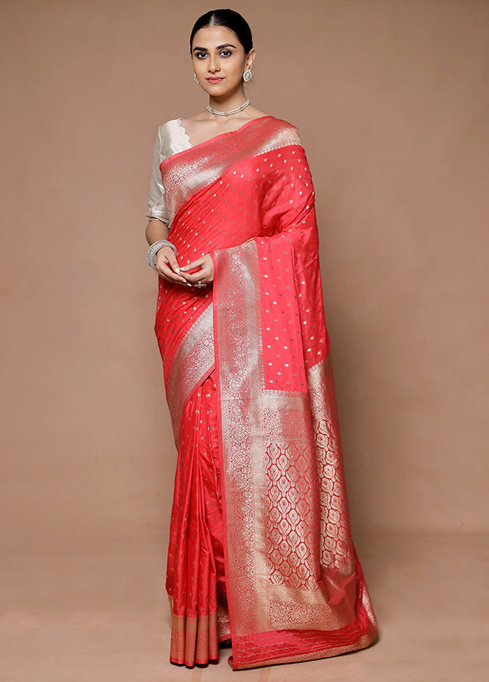 Pink Dupion Silk Saree With Blouse Piece