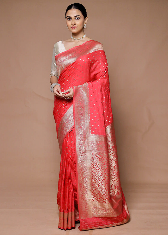 Pink Dupion Silk Saree With Blouse Piece