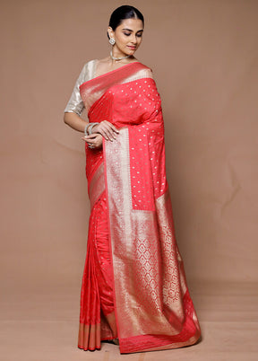 Pink Dupion Silk Saree With Blouse Piece