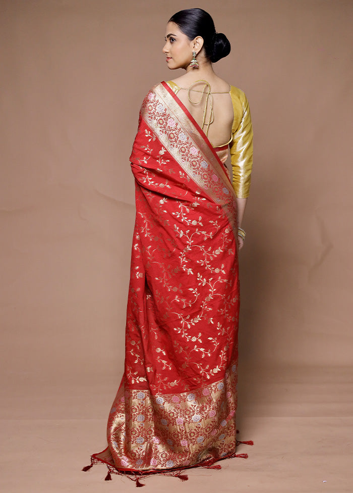 Red Georgette Saree With Blouse Piece