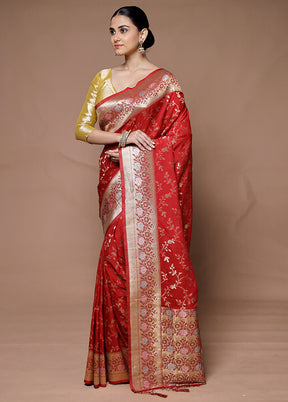 Red Georgette Saree With Blouse Piece