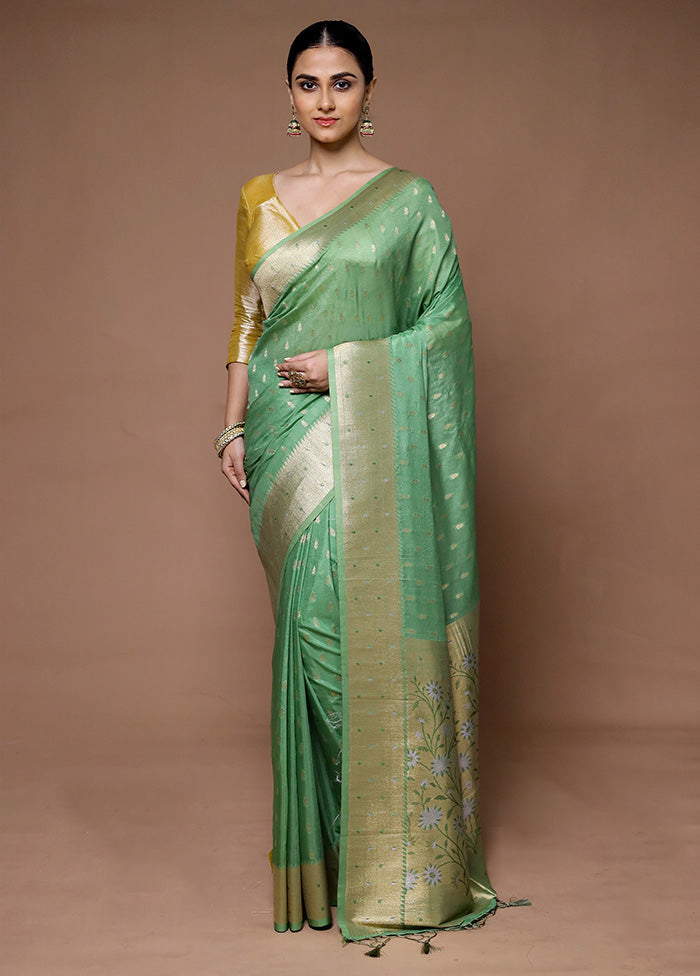 Green Georgette Saree With Blouse Piece