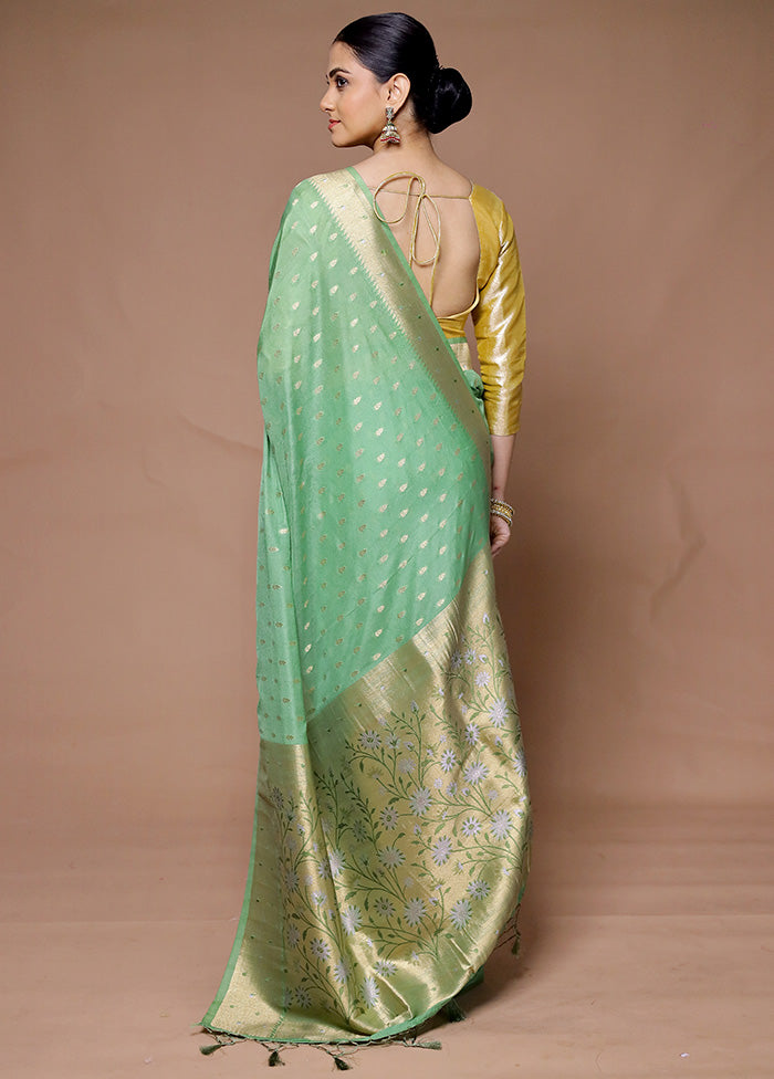 Green Georgette Saree With Blouse Piece