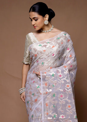 Grey Organza Saree With Blouse Piece