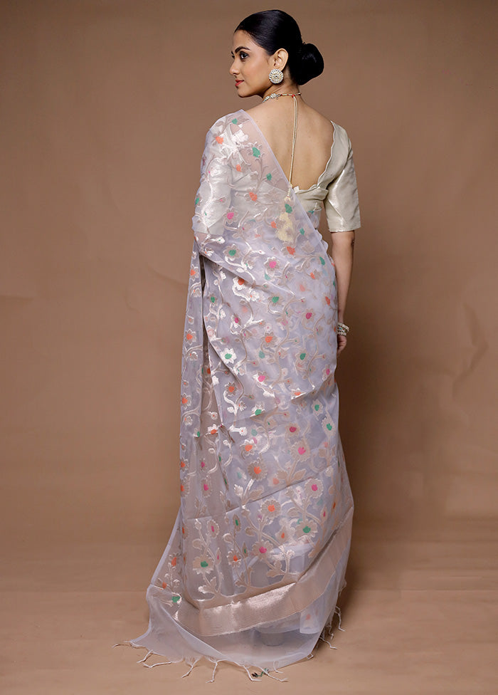 Grey Organza Saree With Blouse Piece