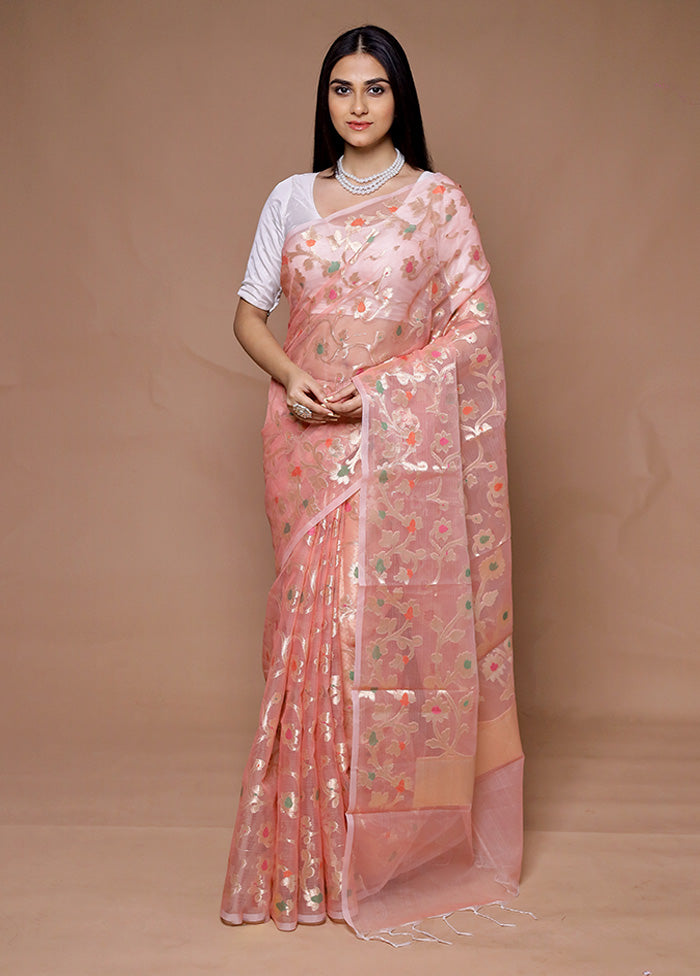 Pink Organza Saree With Blouse Piece