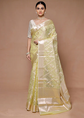 Yellow Organza Saree With Blouse Piece