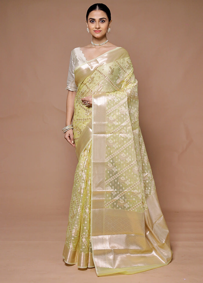 Yellow Organza Saree With Blouse Piece