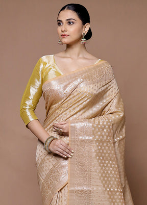 Golden Kora Silk Saree With Blouse Piece