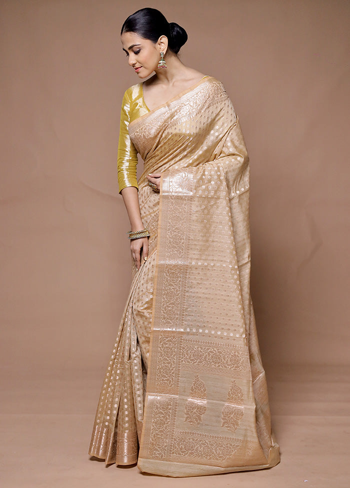 Golden Kora Silk Saree With Blouse Piece