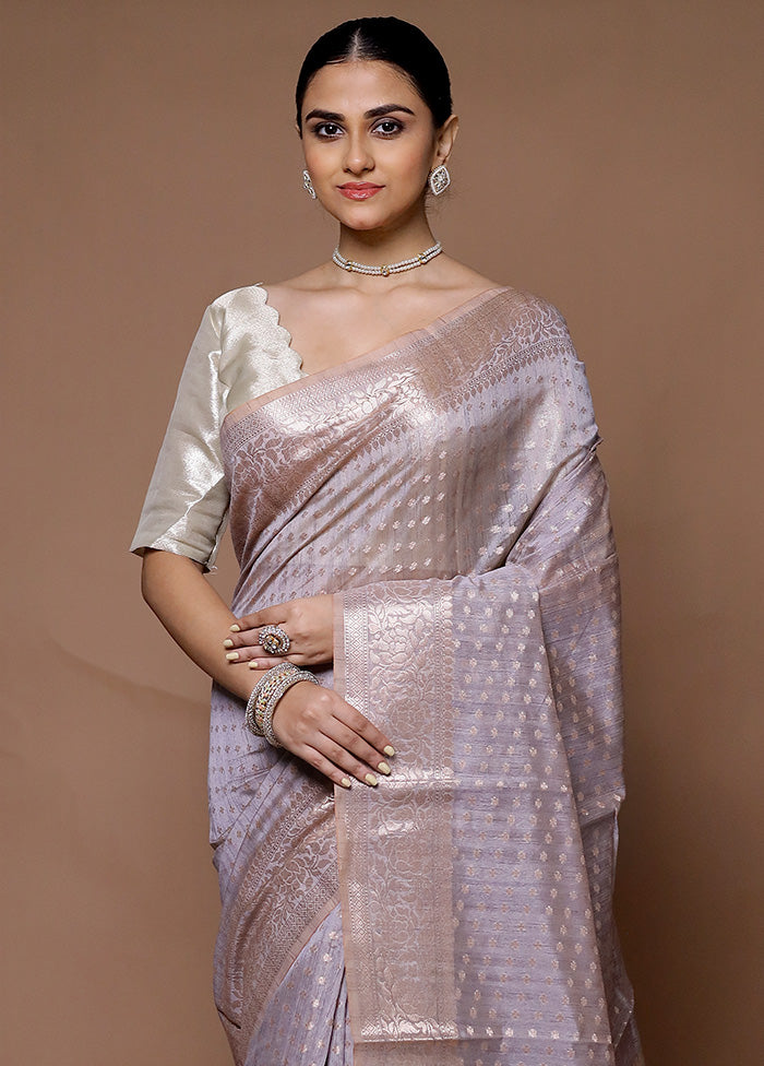 Grey Kora Silk Saree With Blouse Piece