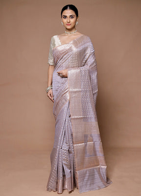 Grey Kora Silk Saree With Blouse Piece