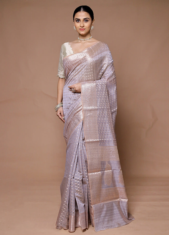 Grey Kora Silk Saree With Blouse Piece