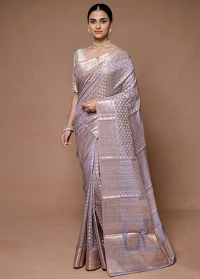 Grey Kora Silk Saree With Blouse Piece