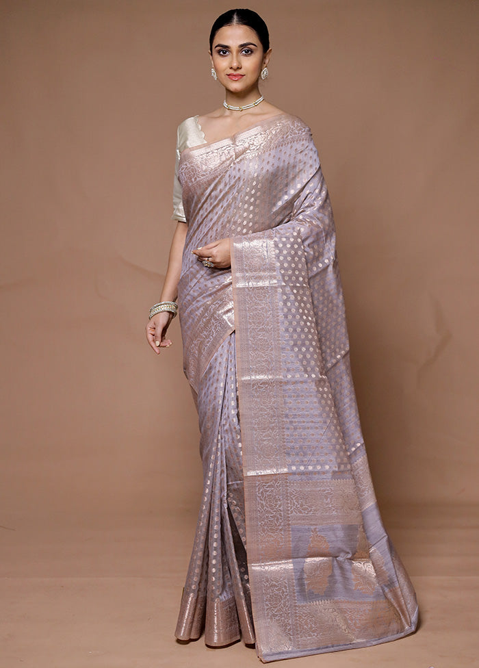 Grey Kora Silk Saree With Blouse Piece