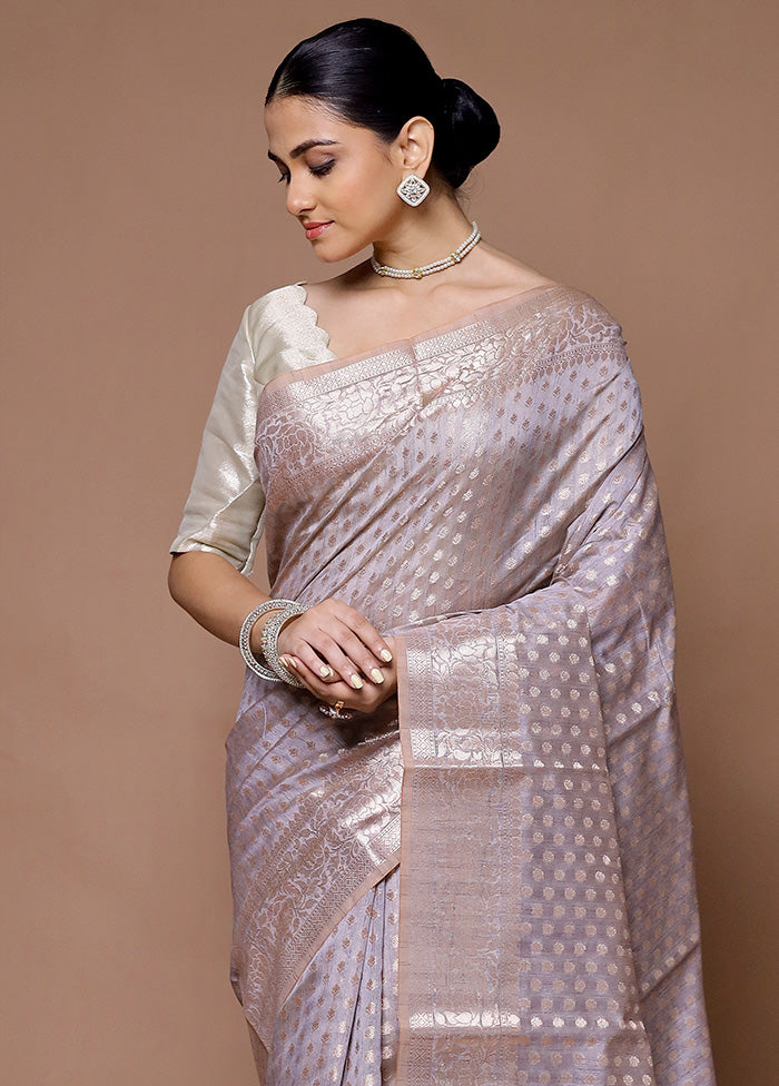 Grey Kora Silk Saree With Blouse Piece