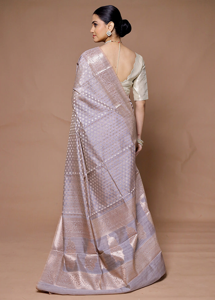 Grey Kora Silk Saree With Blouse Piece