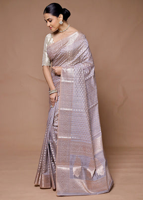 Grey Kora Silk Saree With Blouse Piece