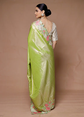 Green Tissue Silk Saree With Blouse Piece