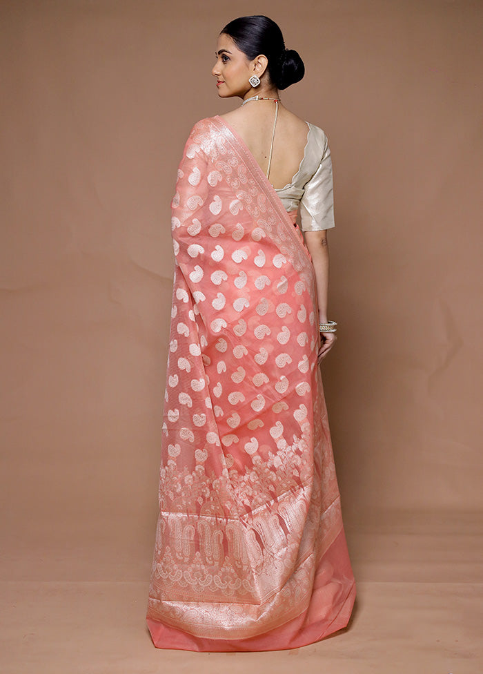 Pink Kora Silk Saree With Blouse Piece