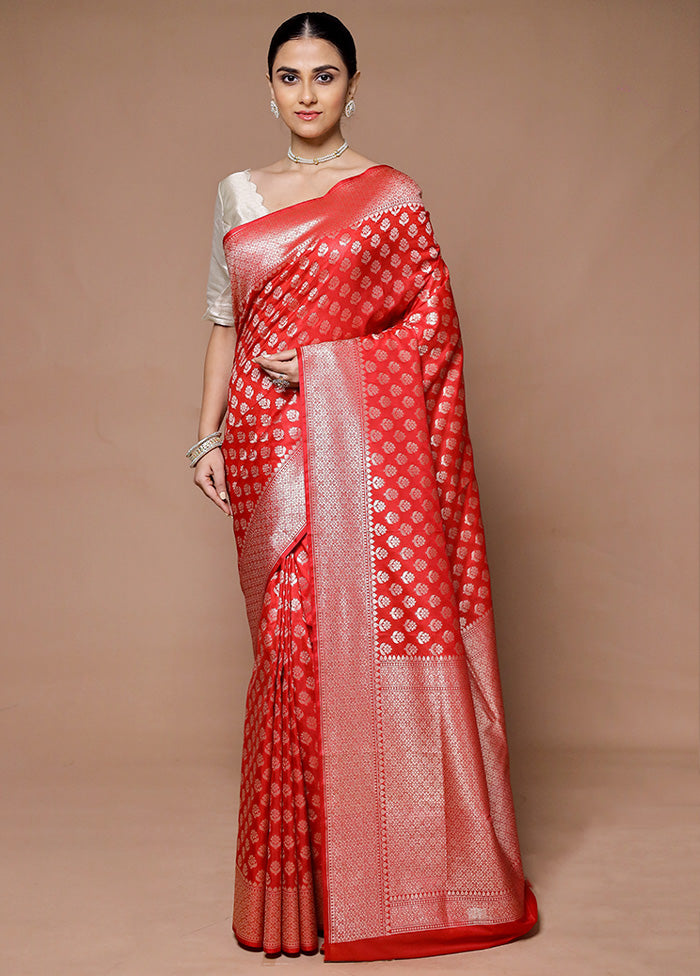 Red Uppada Silk Saree With Blouse Piece