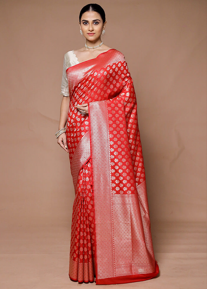 Red Uppada Silk Saree With Blouse Piece