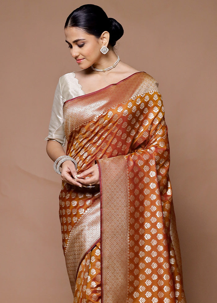 Orange Uppada Silk Saree With Blouse Piece