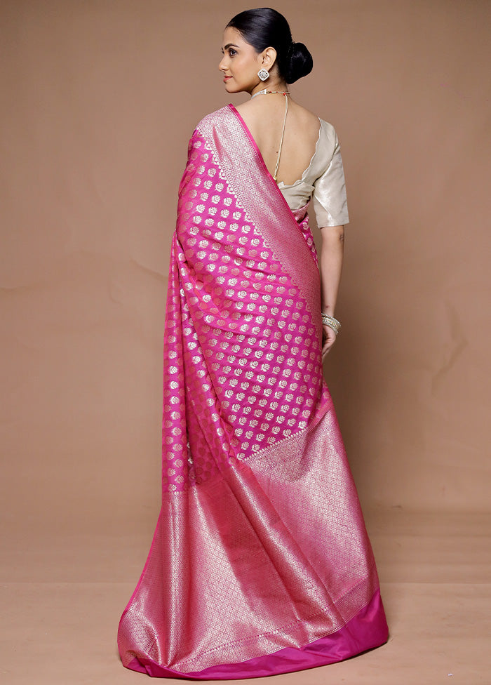 Pink Uppada Silk Saree With Blouse Piece