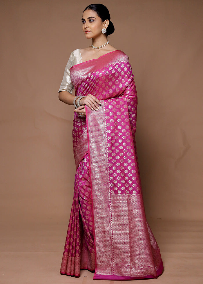 Pink Uppada Silk Saree With Blouse Piece