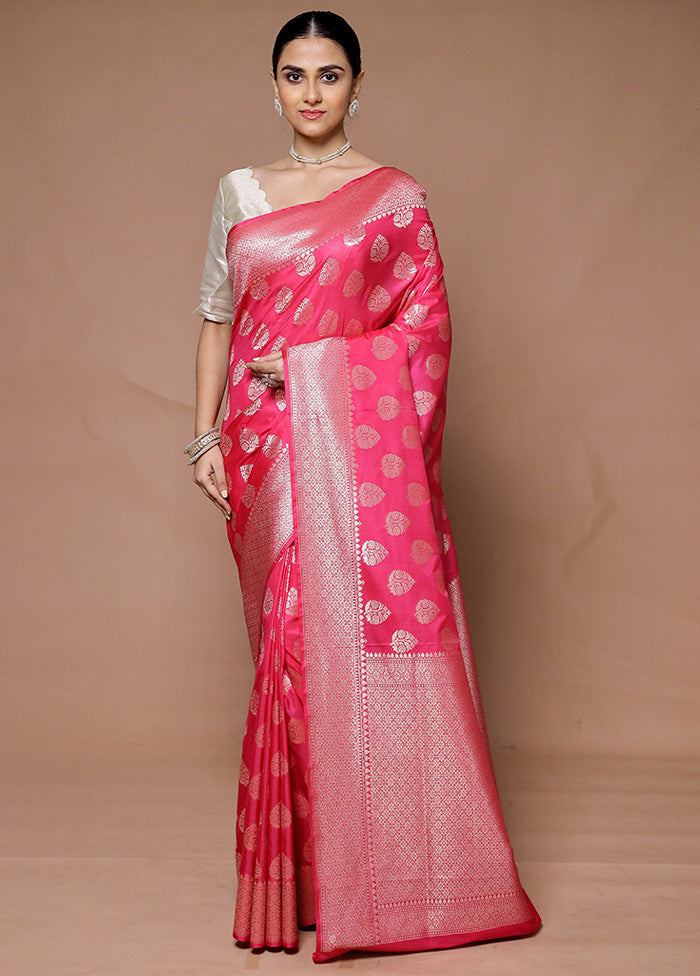 Pink Uppada Silk Saree With Blouse Piece