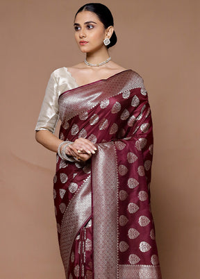 Wine Uppada Silk Saree With Blouse Piece