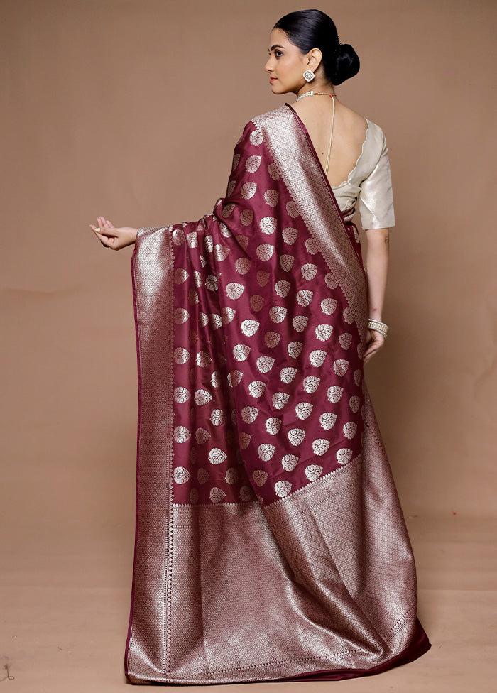 Wine Uppada Silk Saree With Blouse Piece