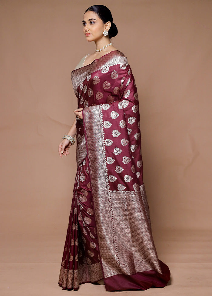 Wine Uppada Silk Saree With Blouse Piece