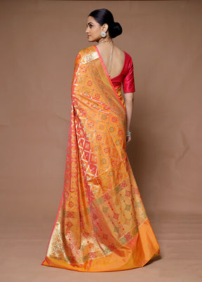 Orange Uppada Silk Saree With Blouse Piece