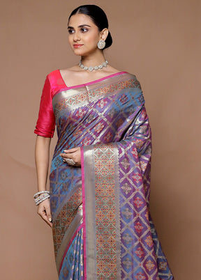 Purple Uppada Silk Saree With Blouse Piece