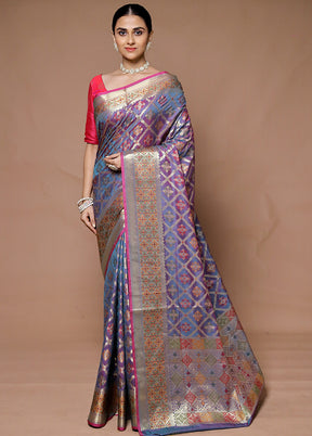 Purple Uppada Silk Saree With Blouse Piece