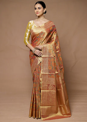 Pink Tissue Silk Saree With Blouse Piece