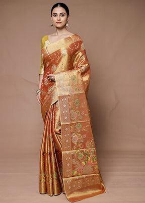 Golden Tissue Silk Saree With Blouse Piece