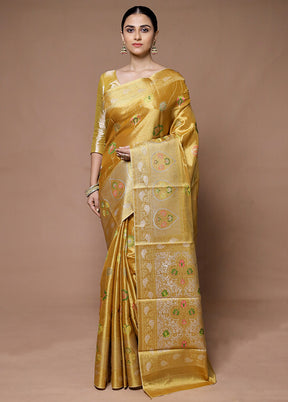 Golden Tissue Silk Saree With Blouse Piece