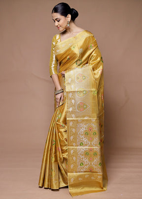 Golden Tissue Silk Saree With Blouse Piece