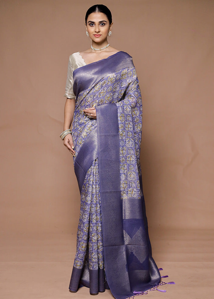 Purple Dupion Silk Saree With Blouse Piece