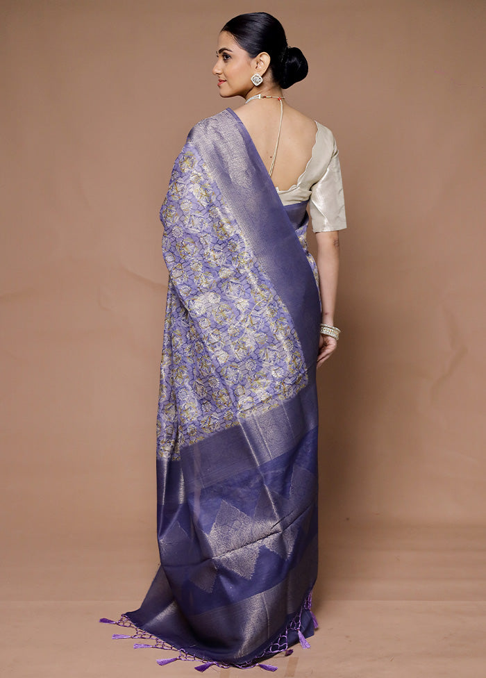 Purple Dupion Silk Saree With Blouse Piece