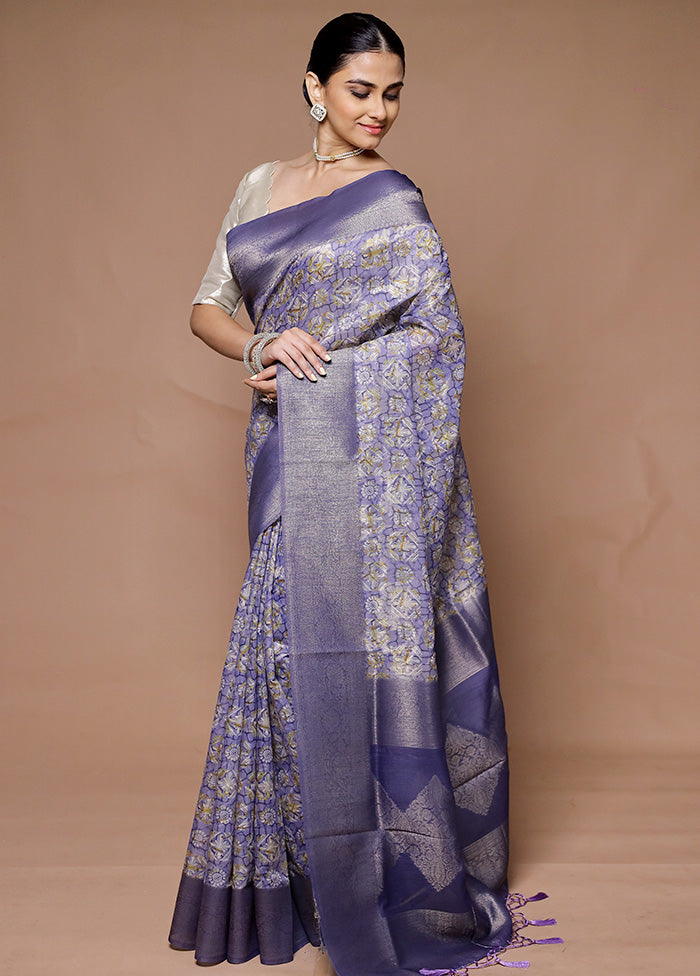 Purple Dupion Silk Saree With Blouse Piece