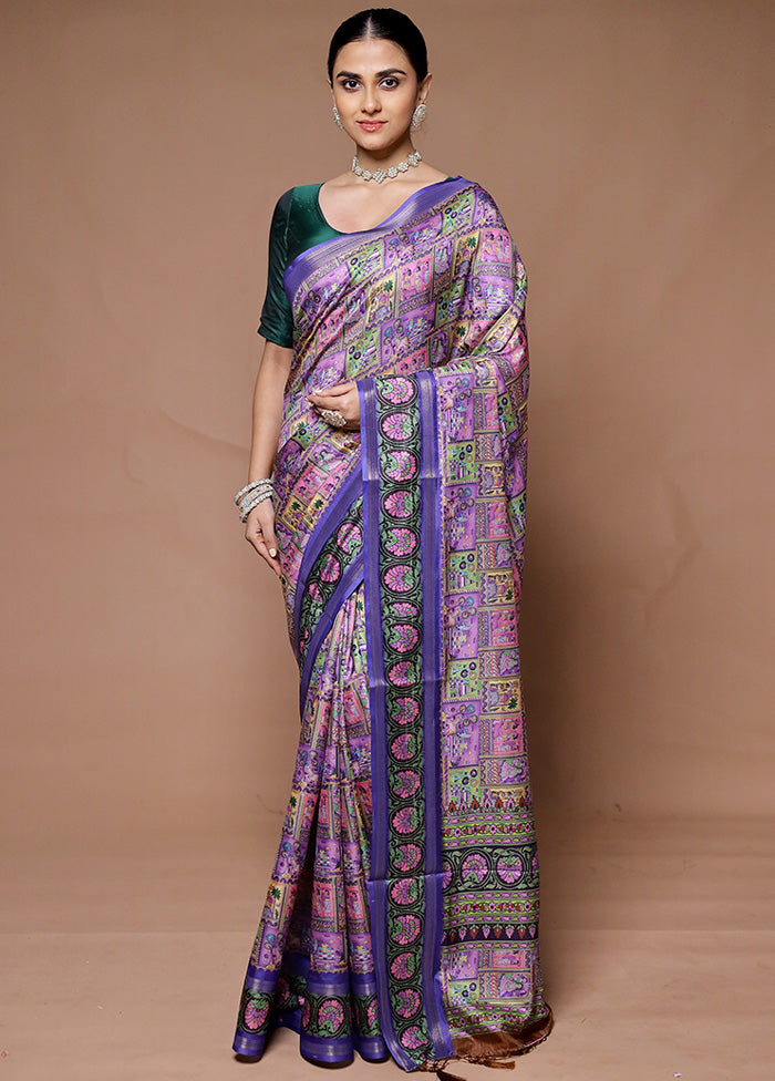 Purple Dupion Silk Saree With Blouse Piece