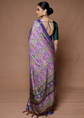 Purple Dupion Silk Saree With Blouse Piece