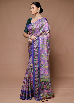 Purple Dupion Silk Saree With Blouse Piece