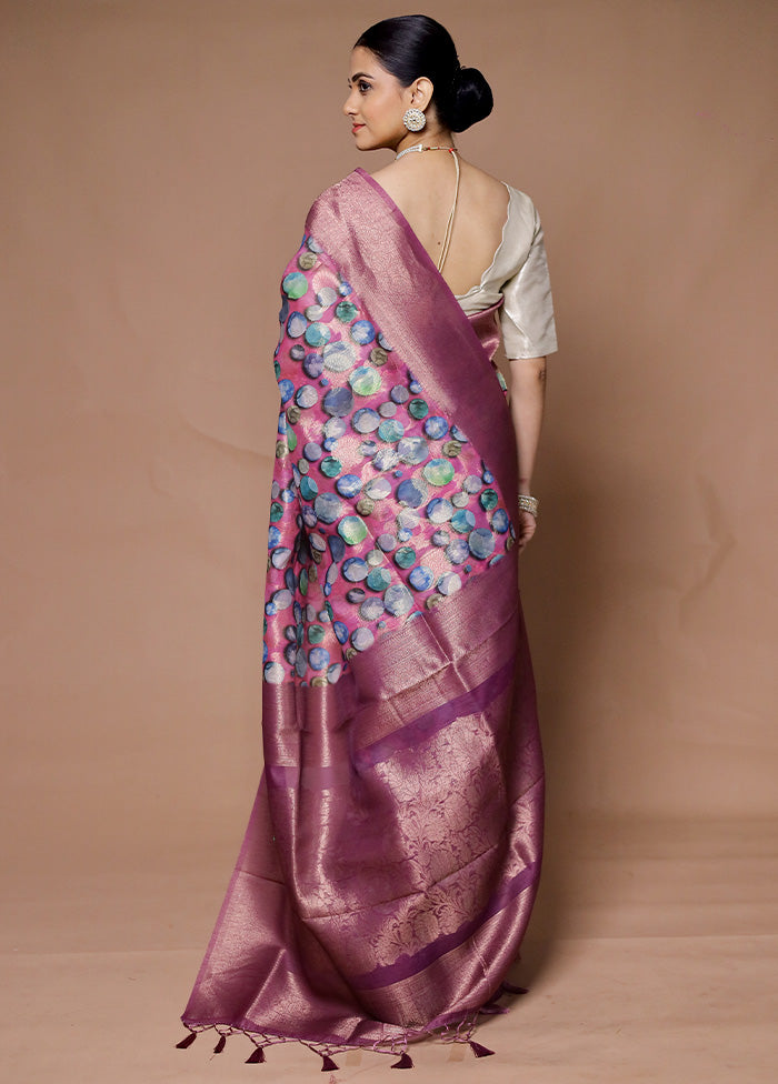 Pink Dupion Silk Saree With Blouse Piece