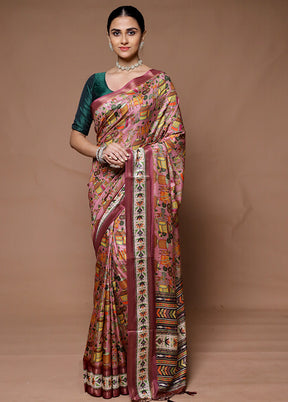 Pink Dupion Silk Saree With Blouse Piece