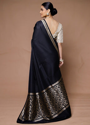 Black Banarasi Silk Saree With Blouse Piece