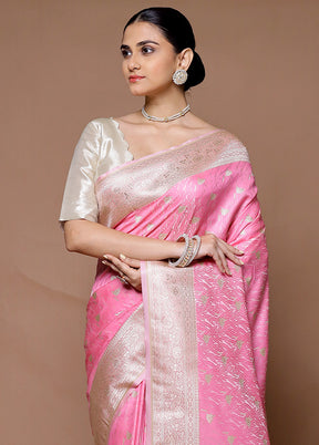 Pink Katan Silk Saree With Blouse Piece